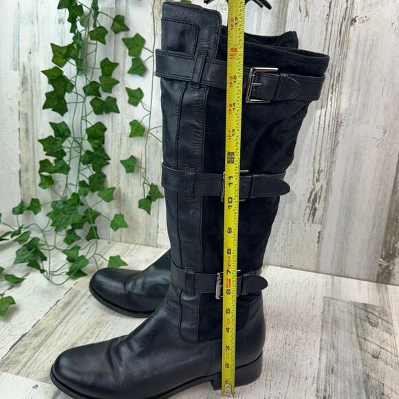Cole Haan Air Avalon Riding Black Leather Suede Knee Boots D32497 Buckle 9B - Picture 8 of 11